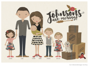 Hippe verhuiskaartjes familie